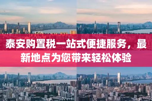 泰安購置稅一站式便捷服務，最新地點為您帶來輕松體驗