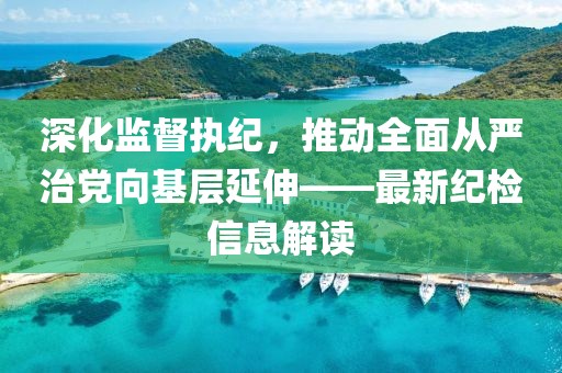深化監(jiān)督執(zhí)紀，推動全面從嚴治黨向基層延伸——最新紀檢信息解讀